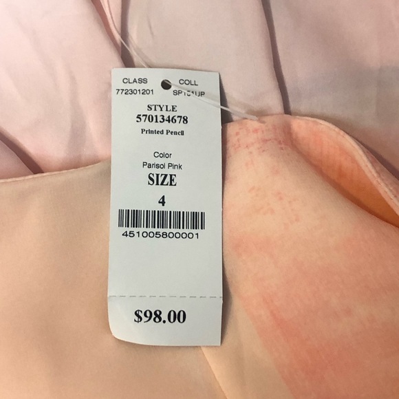 White House Black Market Pencil Pink Color Block Knee Length Lined Skirt NWT - Picture 3 of 15